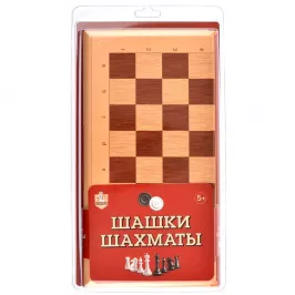 Бежевые шашки-шахматы в блистере картинка 342100 - МосИгра